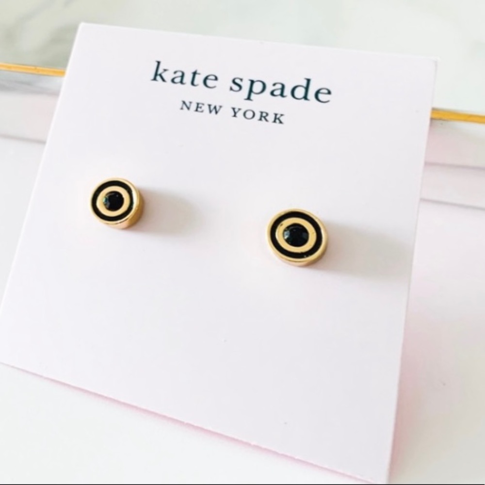 Kate Spade Gold and Black Enamel Stud Earrings